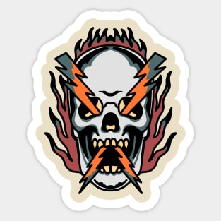 thunder skull tattoo art Sticker